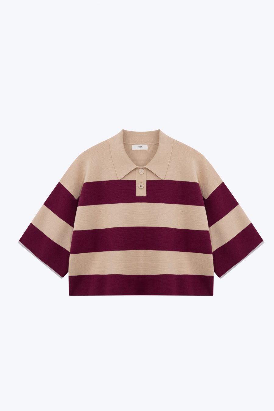 CK 01294 S KNITTED STRIPED RUGBY SWEATER PLUM